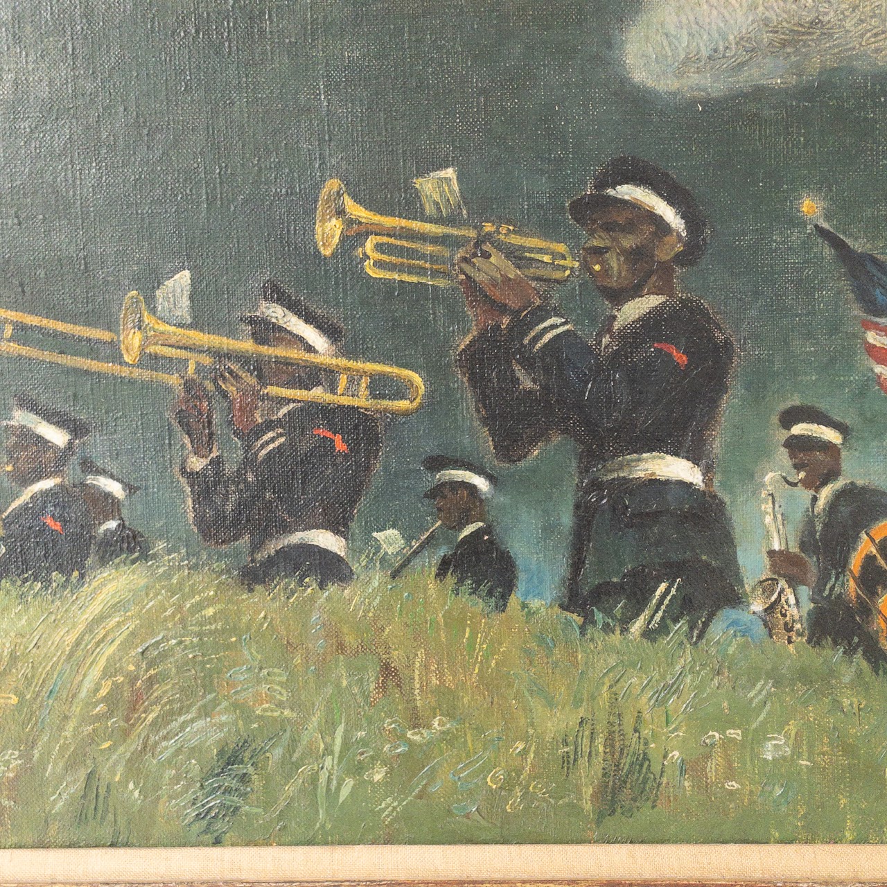 Signed Military Marching Band Painting