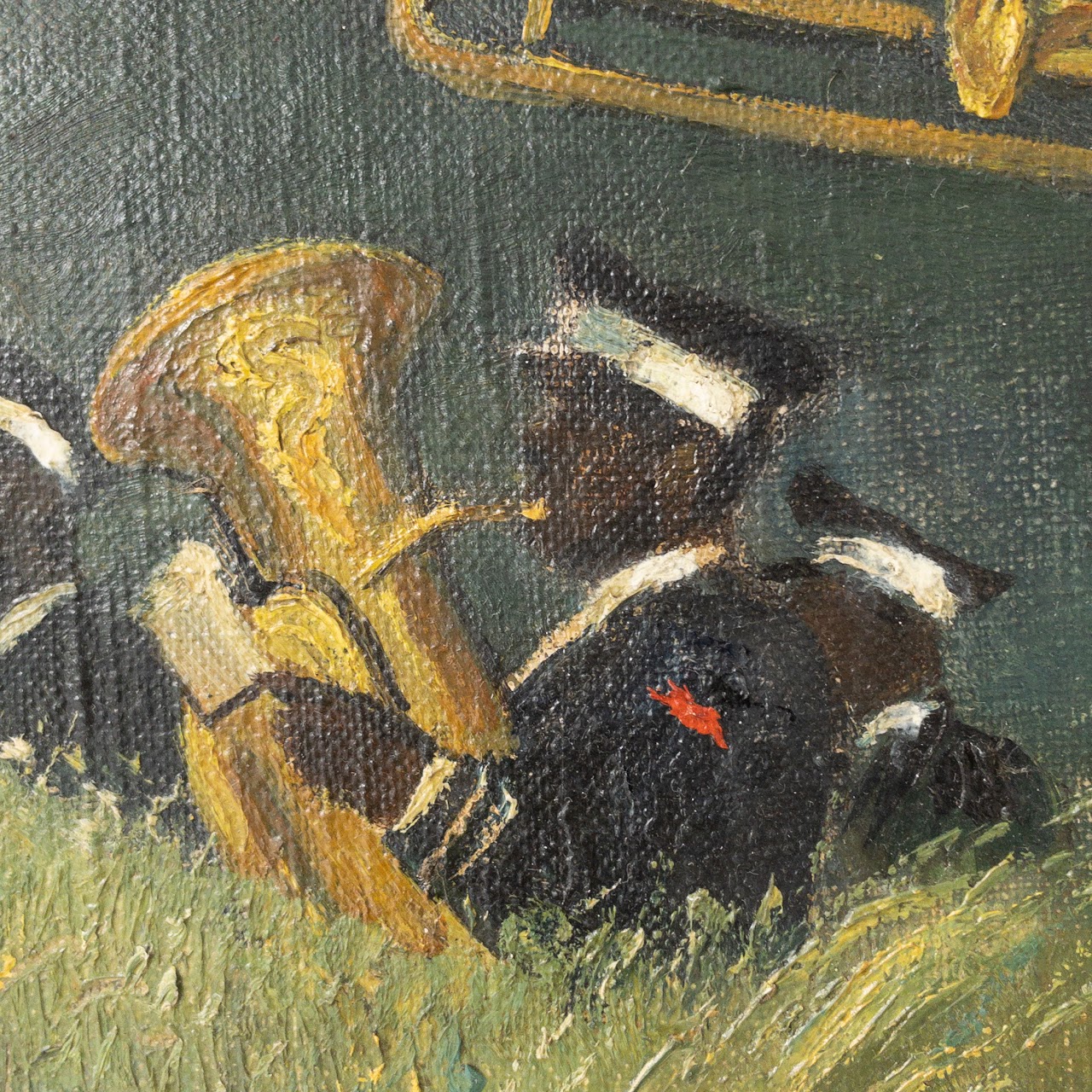 Signed Military Marching Band Painting