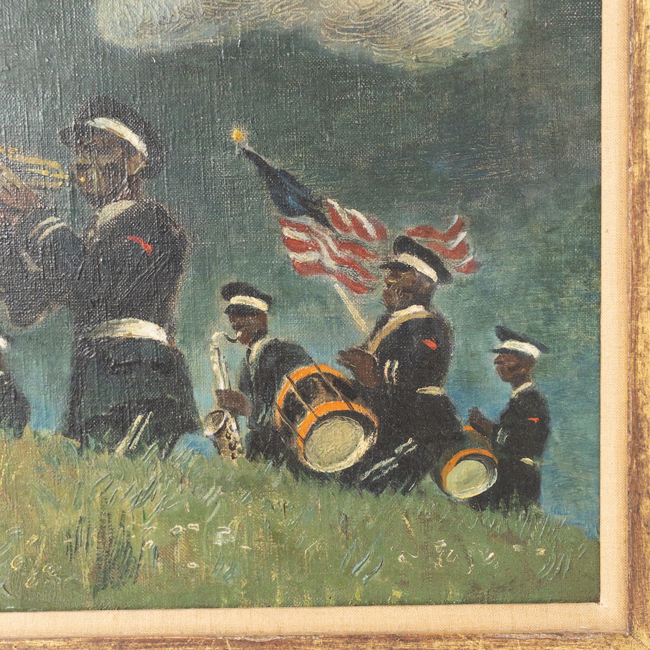 Signed Military Marching Band Painting