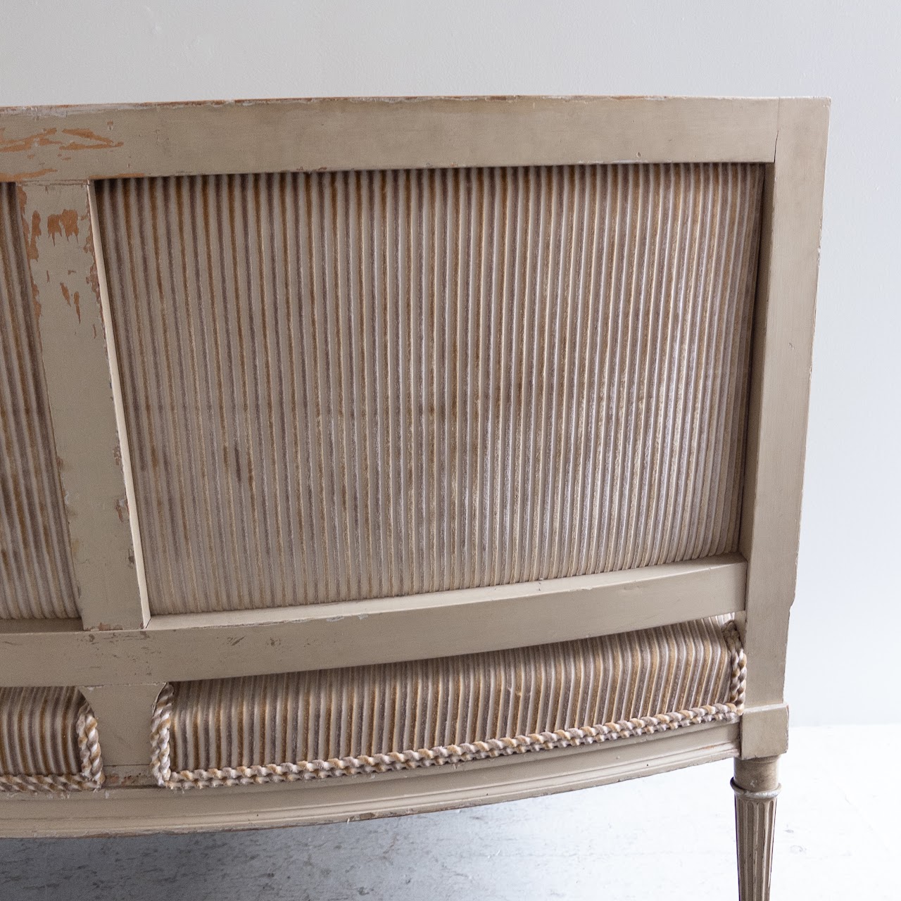 Gustavian Style Antique Striped Velvet Settee #2