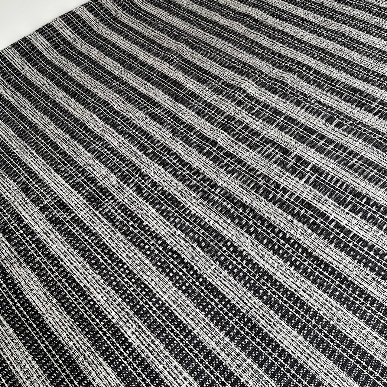 Contemporary Plaid Striped Wool Carpet