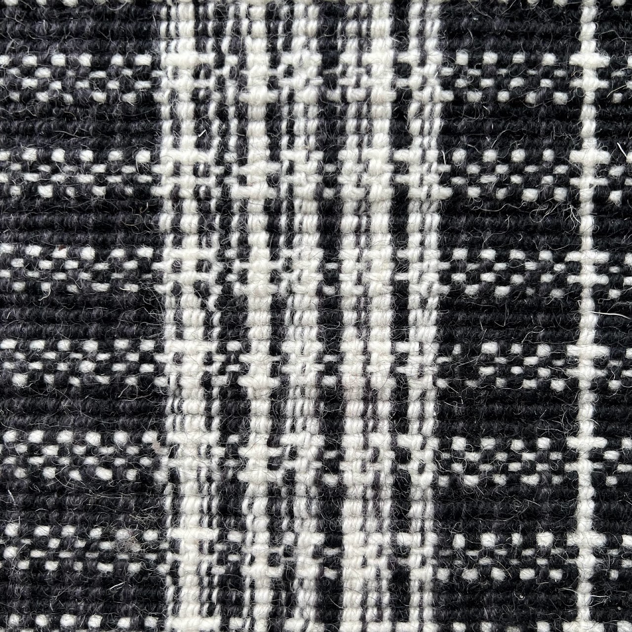 Contemporary Plaid Striped Wool Carpet