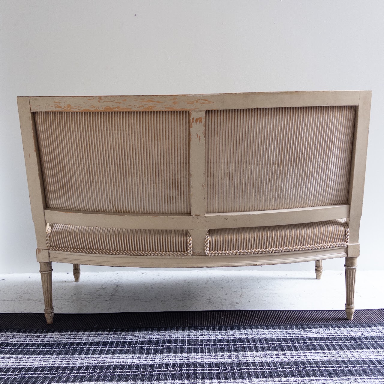 Gustavian Style Antique Striped Velvet Settee #2