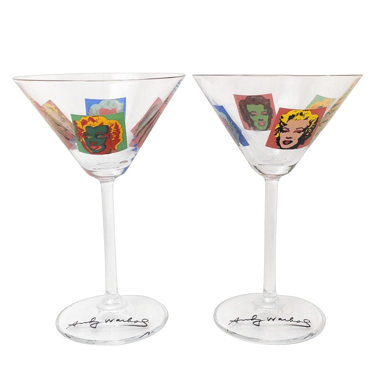 Andy Warhol Marilyn Martini Glasses Pair