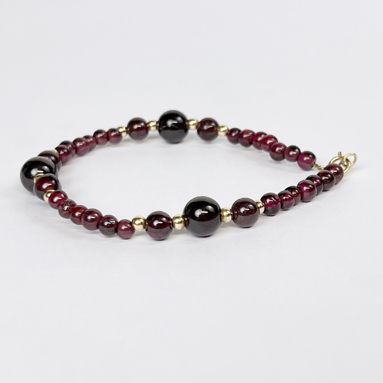 14K Gold and Garnet Bead Bracelet