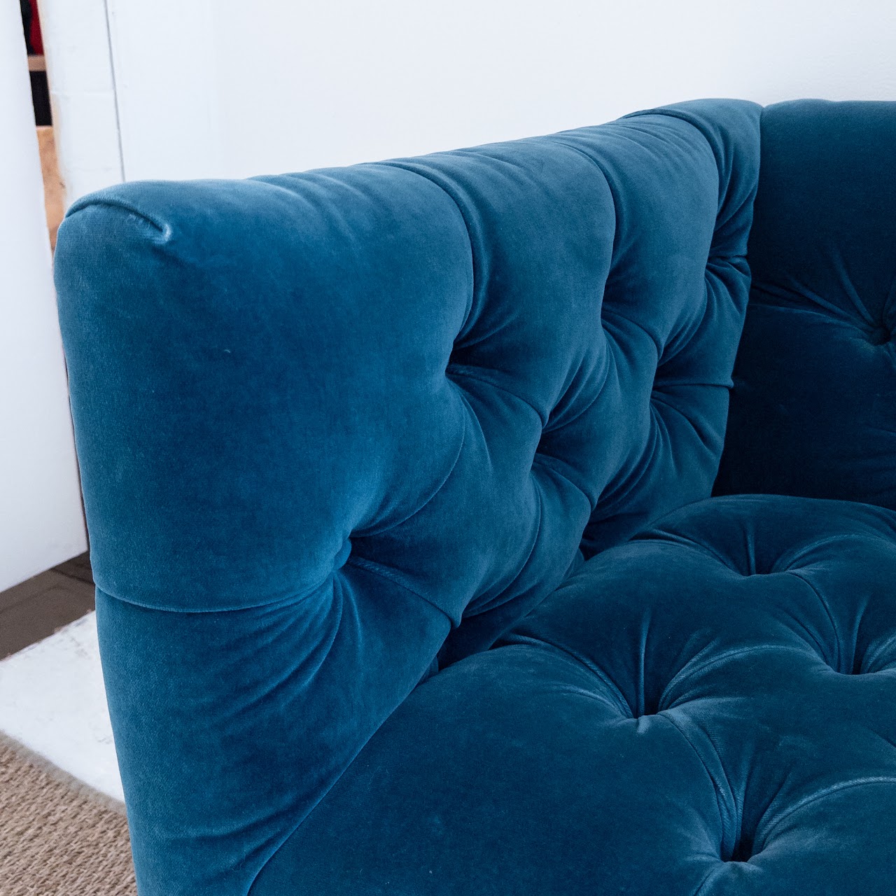 Blue Velvet Tufted Club Chair