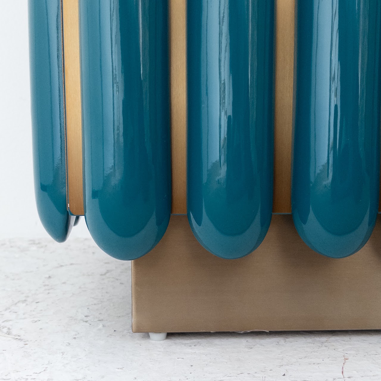 Jonathan Adler Deep Teal and Brushed Brass Kiki Cabinet #1