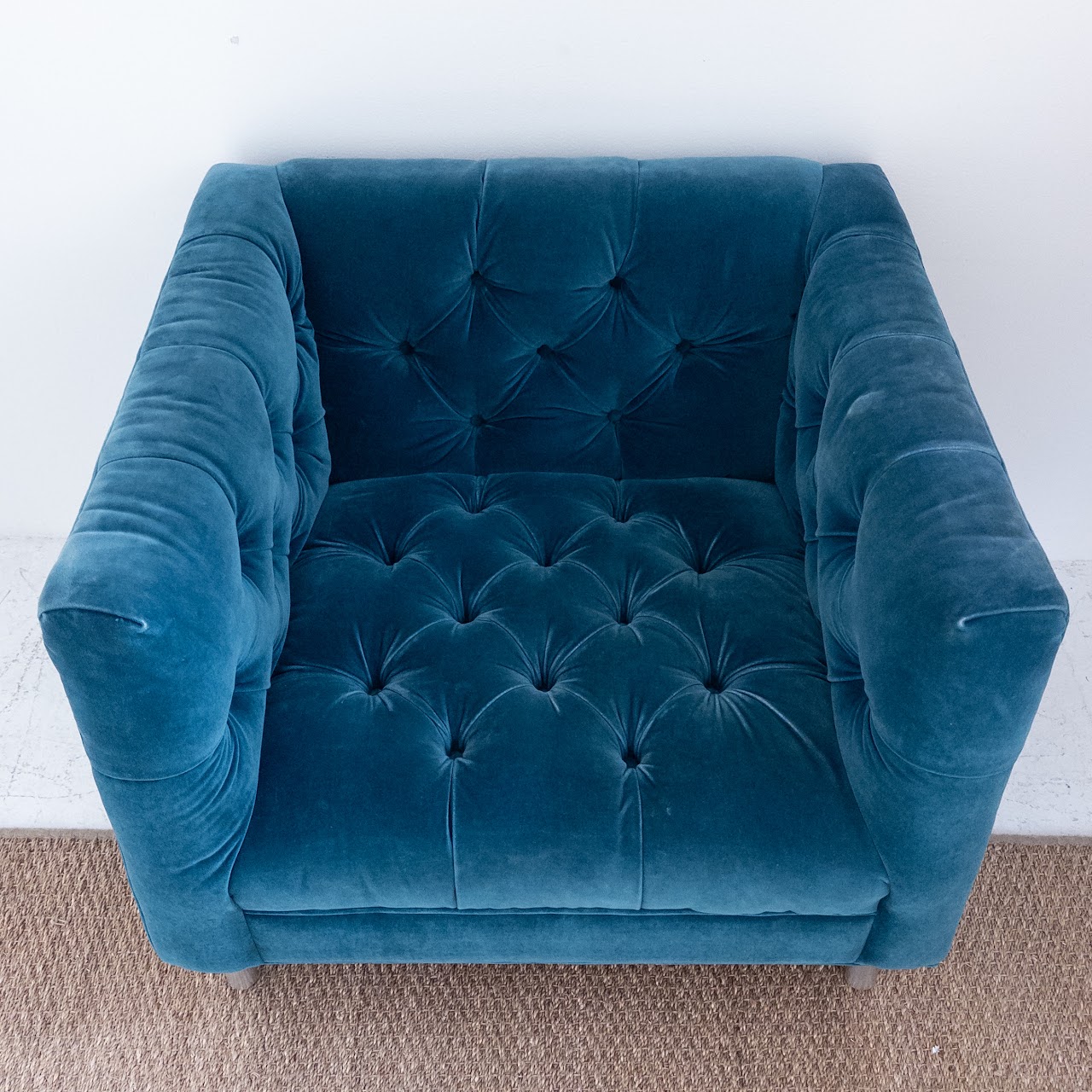 Blue Velvet Tufted Club Chair