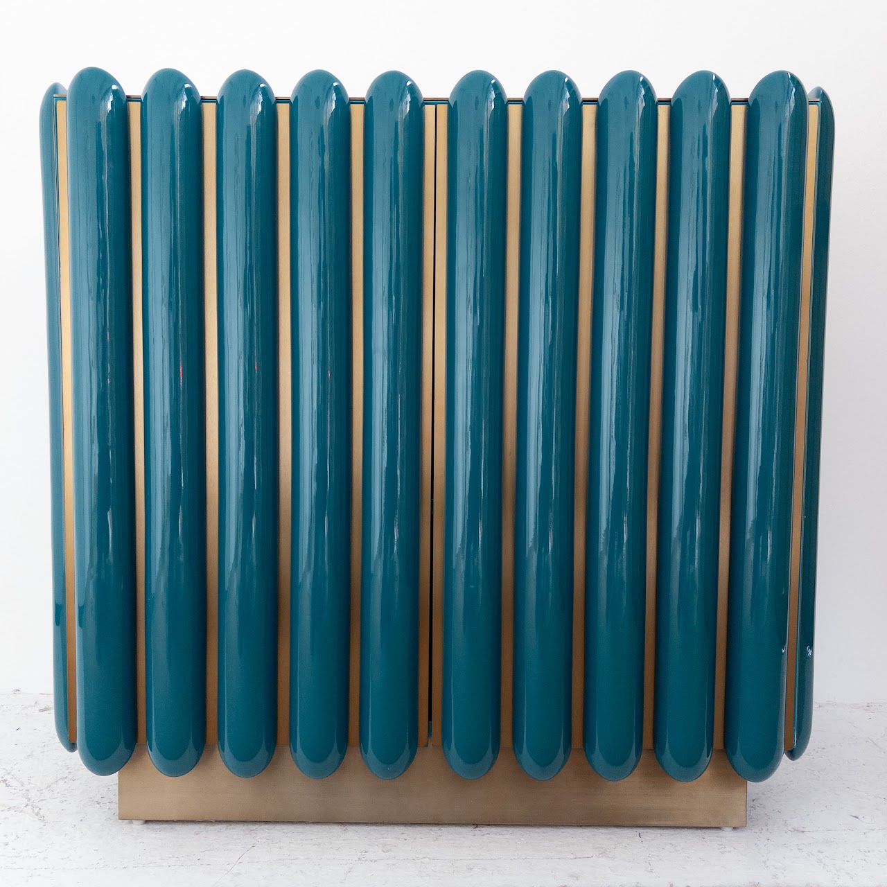 Jonathan Adler Deep Teal and Brushed Brass Kiki Cabinet #2