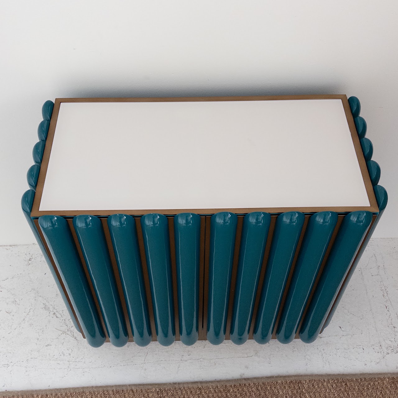 Jonathan Adler Deep Teal and Brushed Brass Kiki Cabinet #2