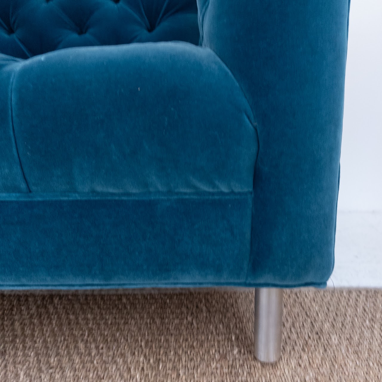 Blue Velvet Tufted Club Chair