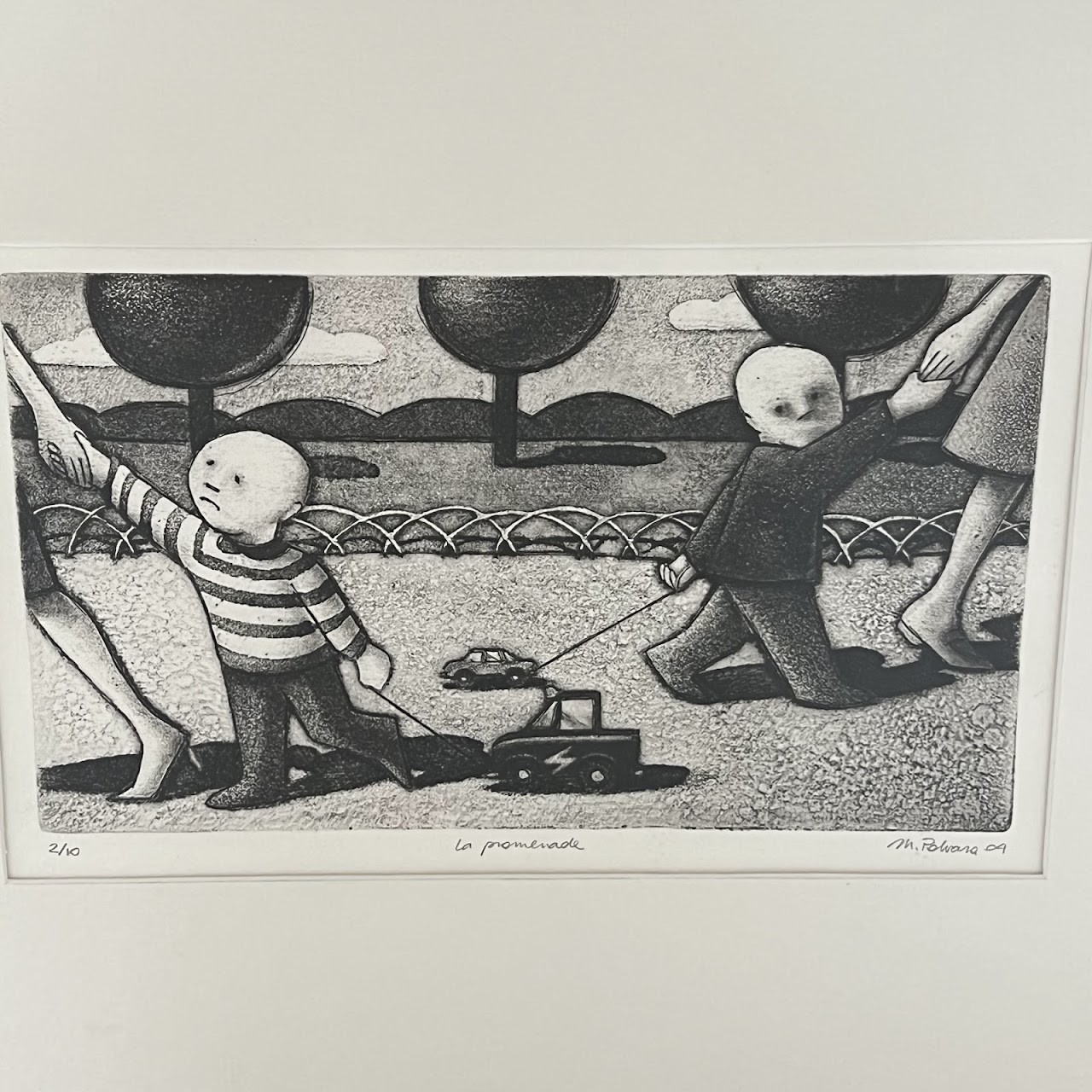 M. Polvara 'La Promenade' Signed Aquatint Etching