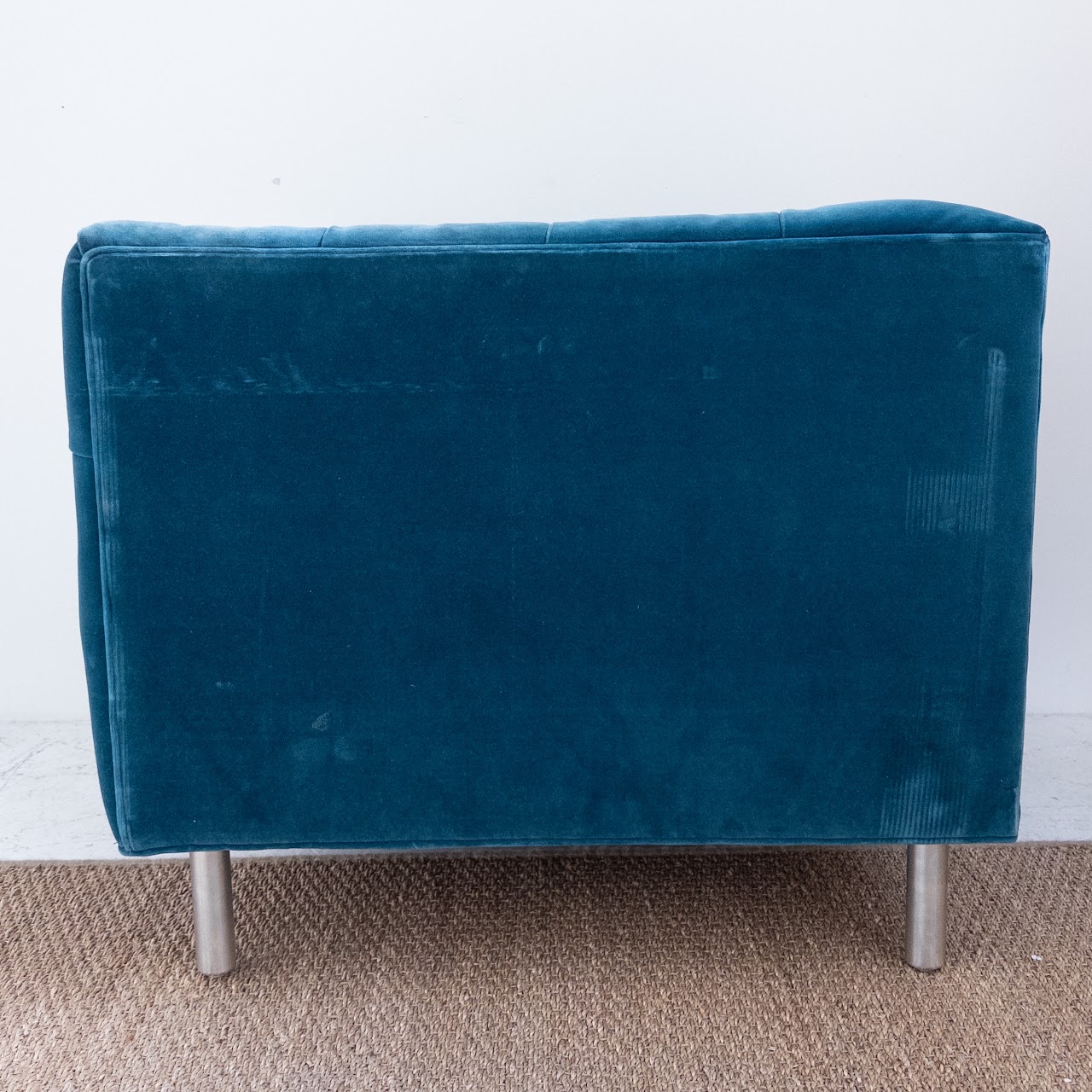 Blue Velvet Tufted Club Chair