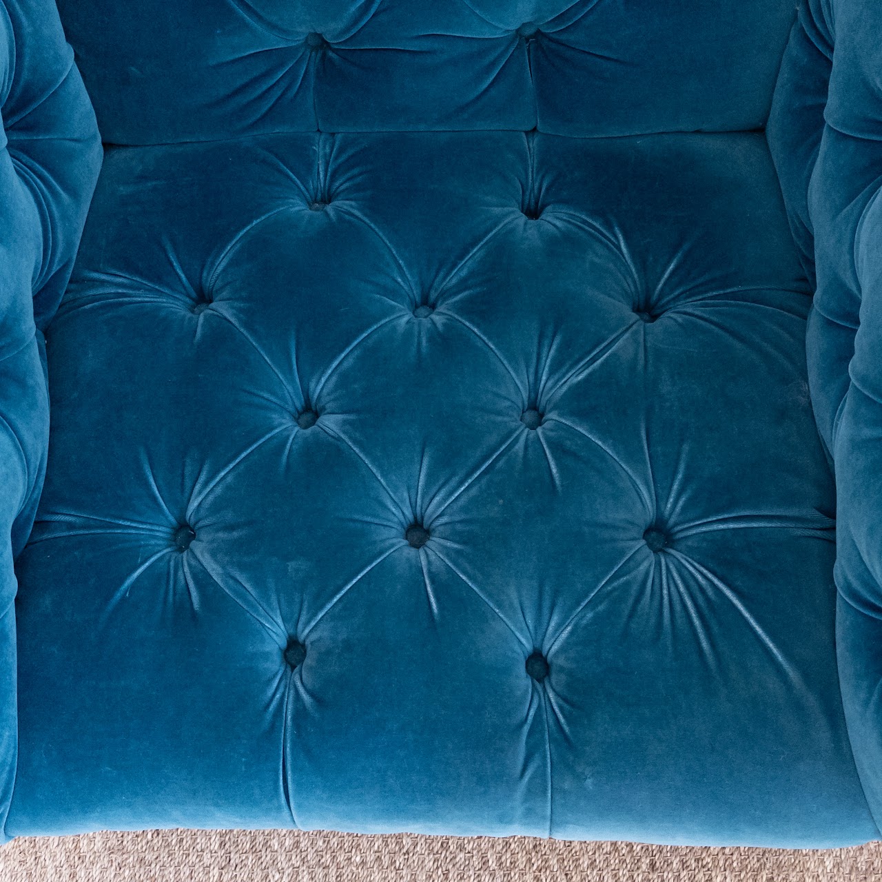 Blue Velvet Tufted Club Chair