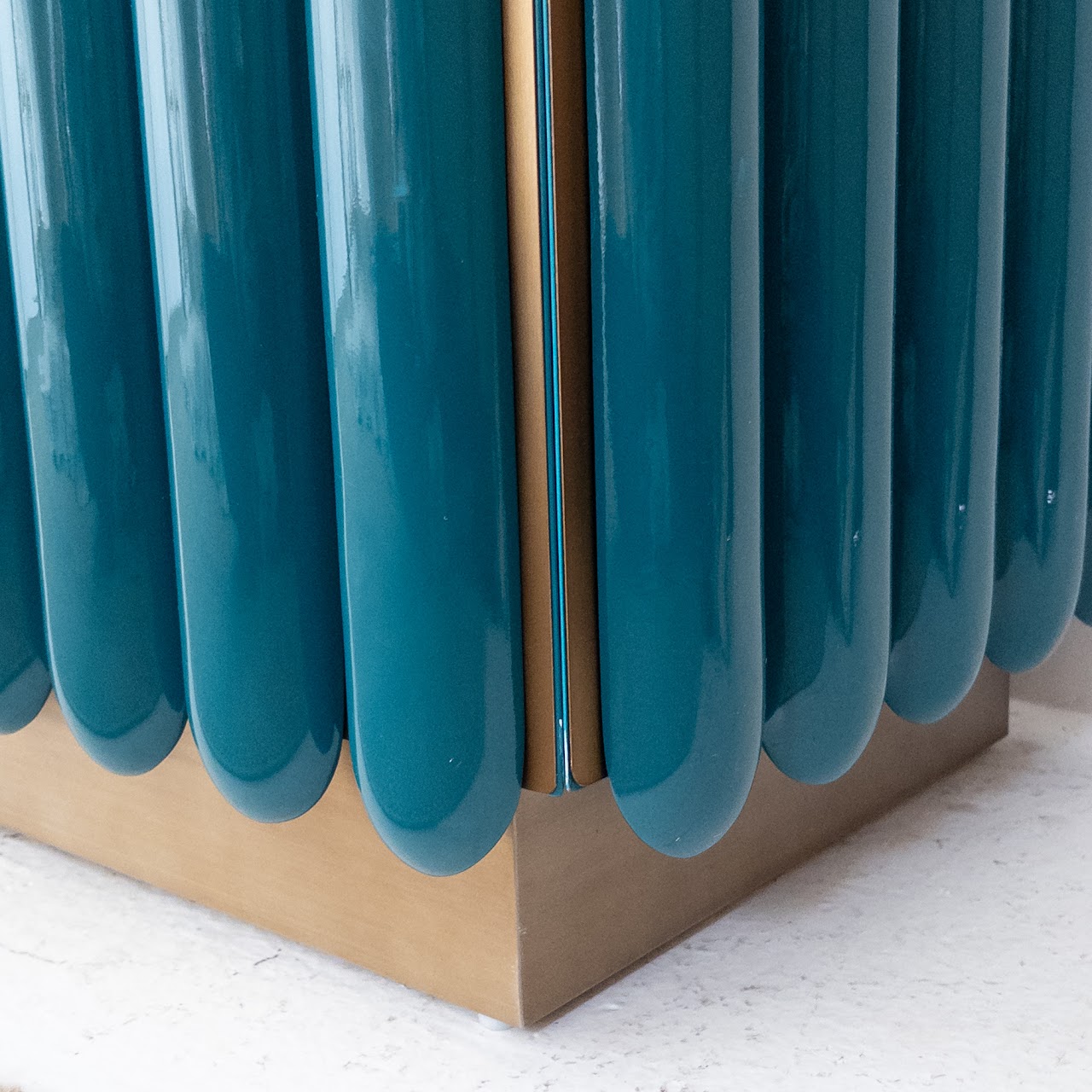 Jonathan Adler Deep Teal and Brushed Brass Kiki Cabinet #1