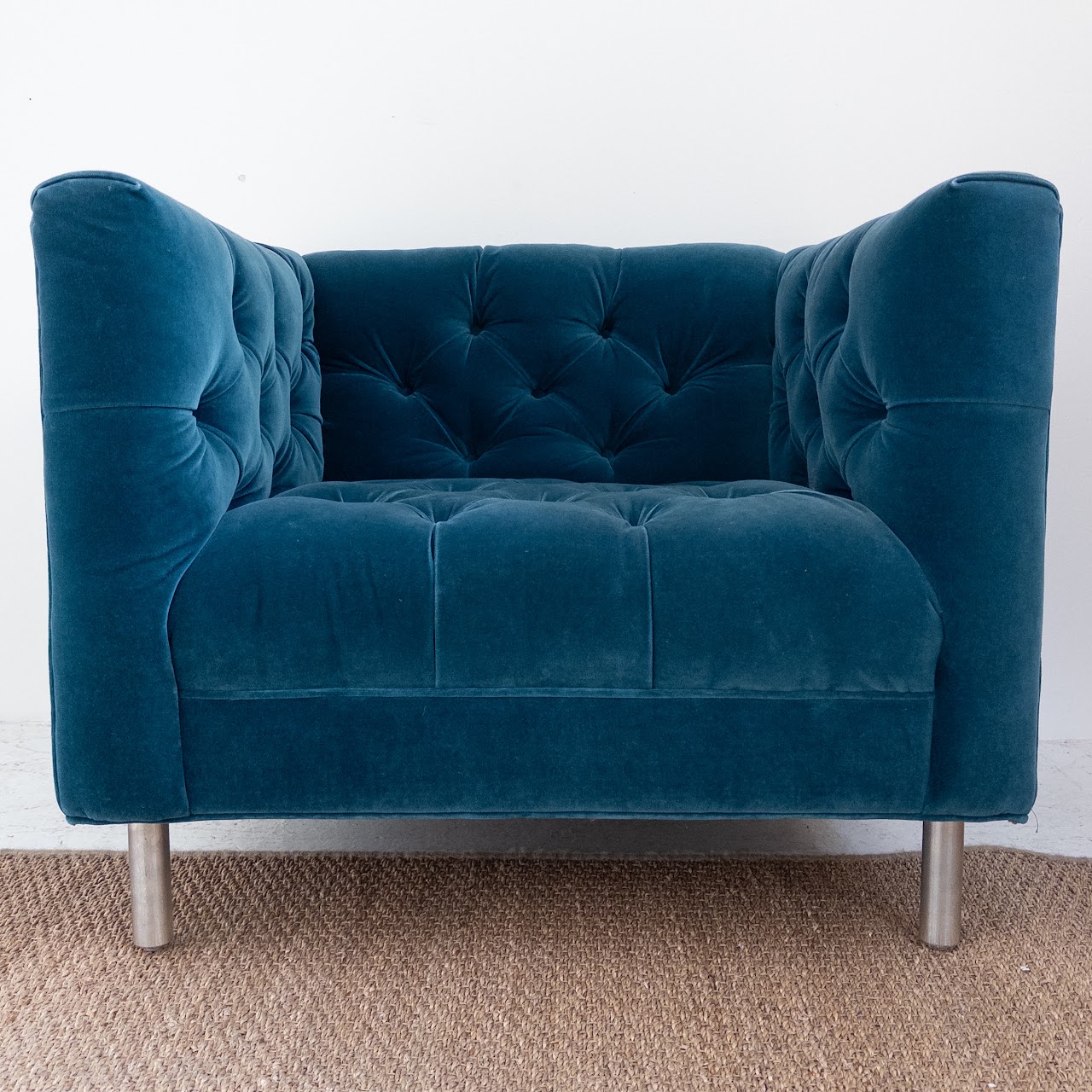 Blue Velvet Tufted Club Chair