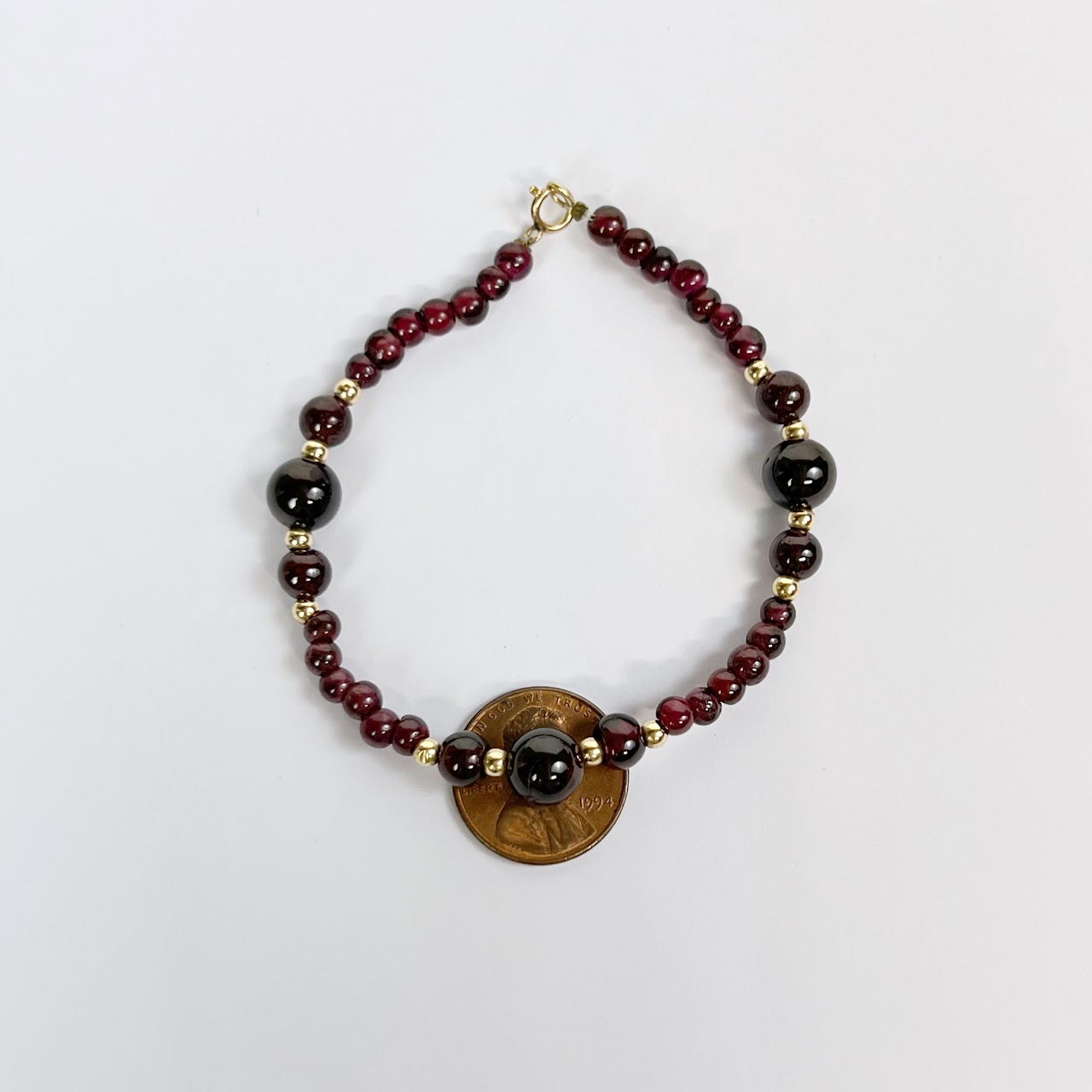 14K Gold and Garnet Bead Bracelet