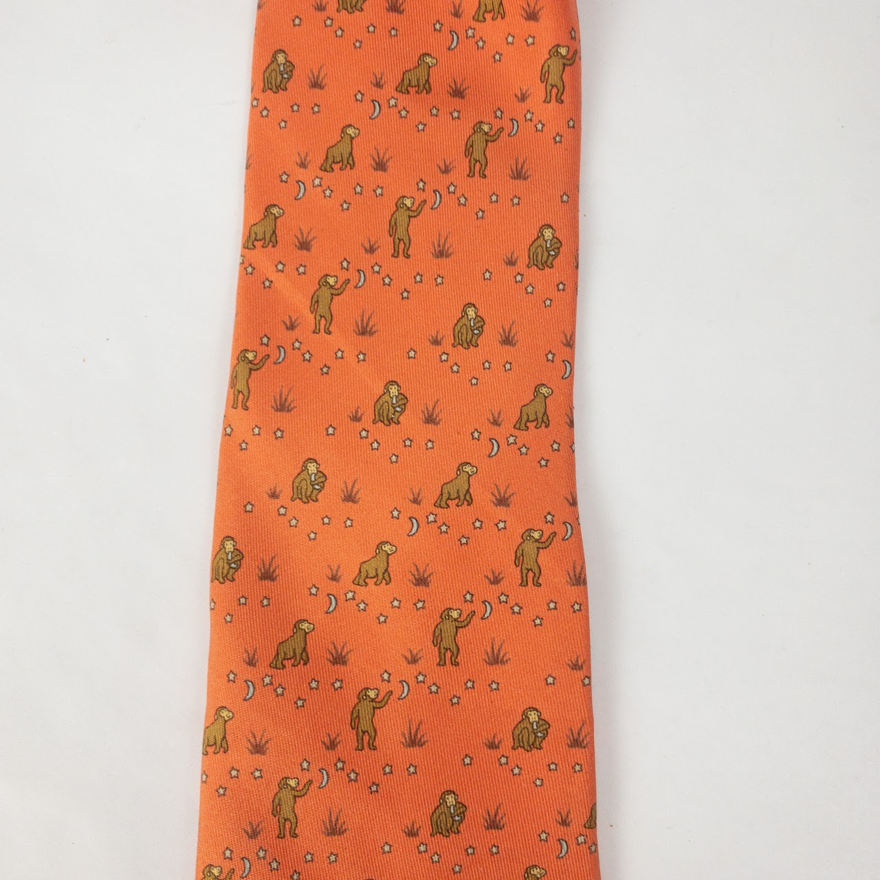 Hermès Silk Monkey, Moon, & Stars Print Tie