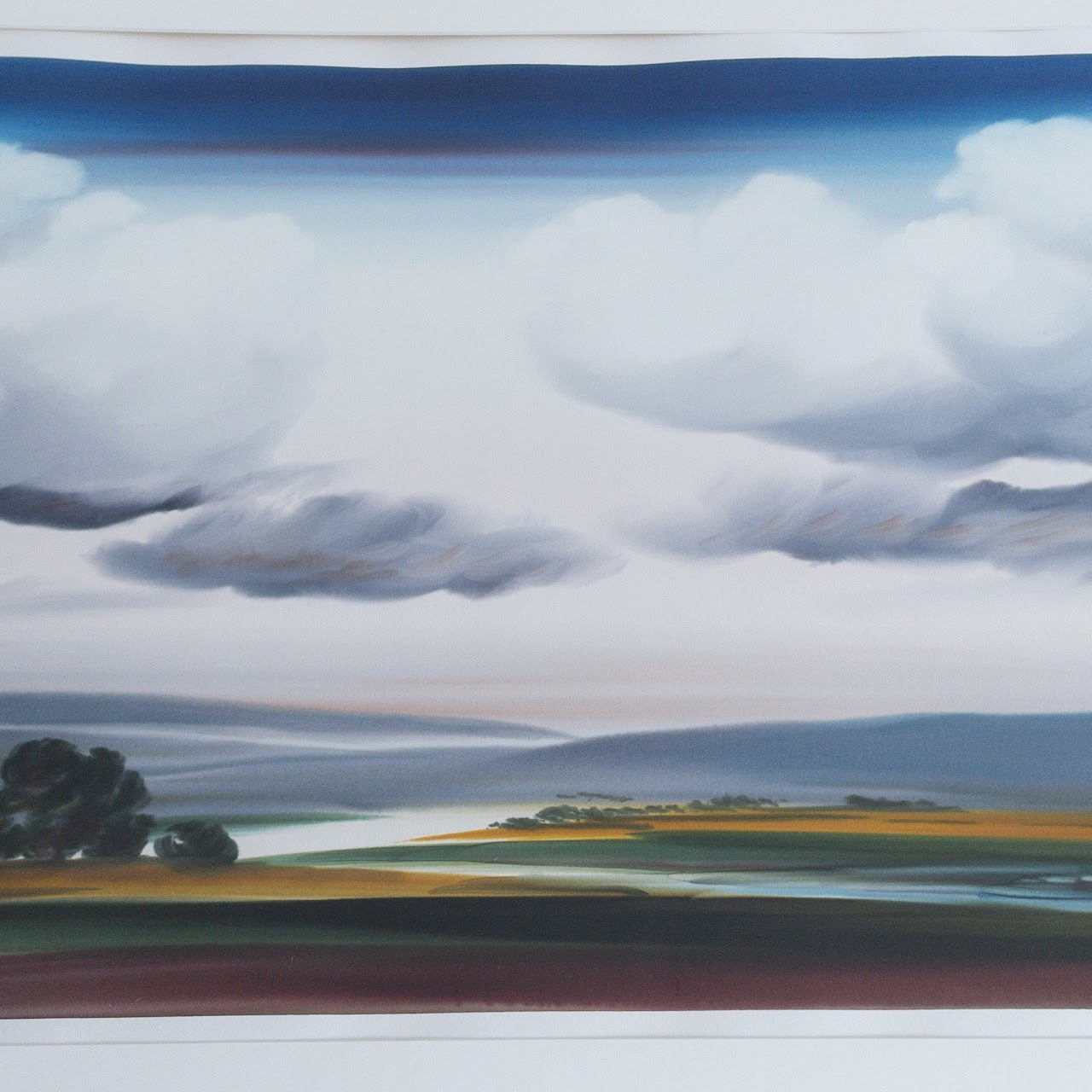 Signed "River Valley" Lithograph