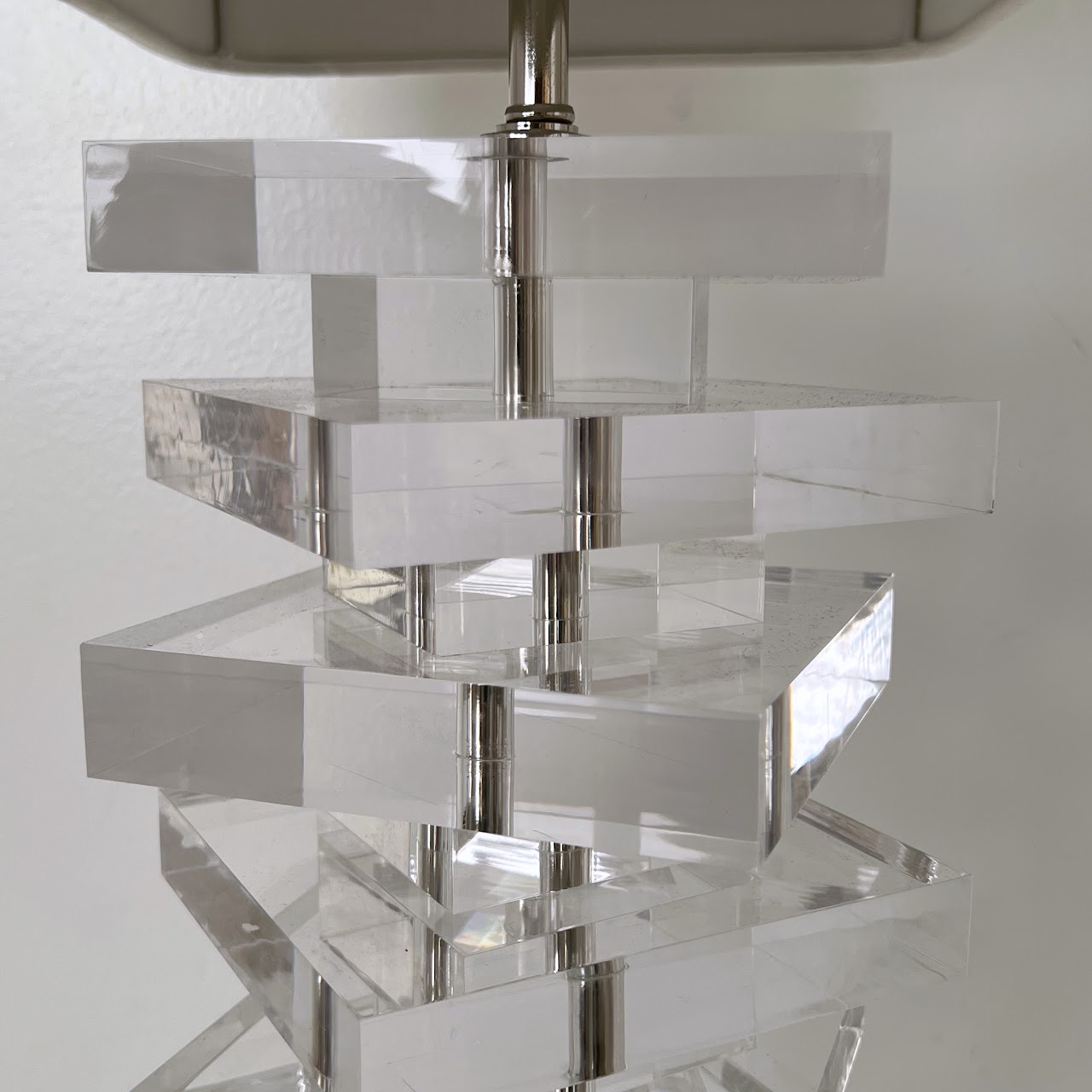 Stacked Acrylic Table Lamp Pair