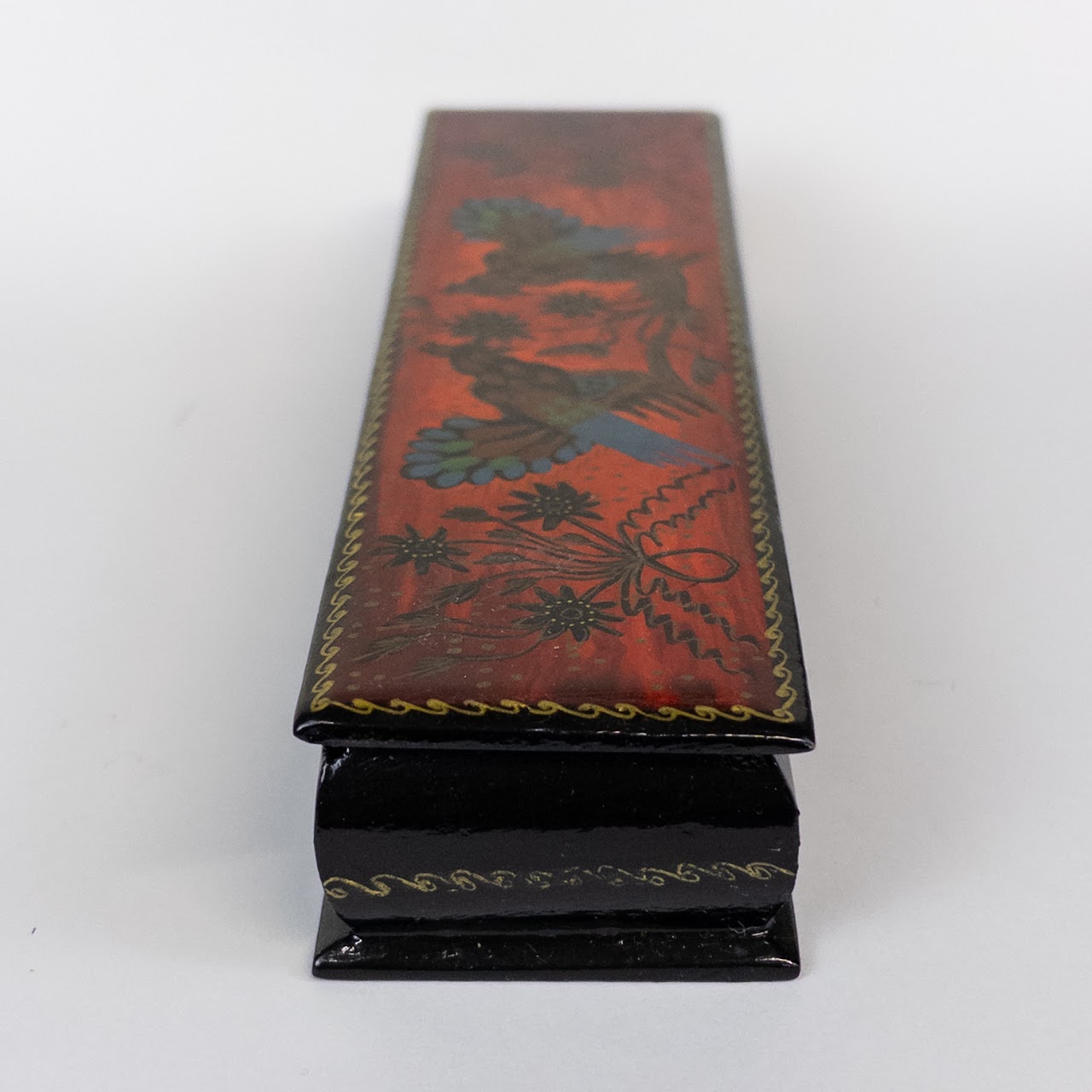 Mexican Rooster Scene Lacquer Lidded Box