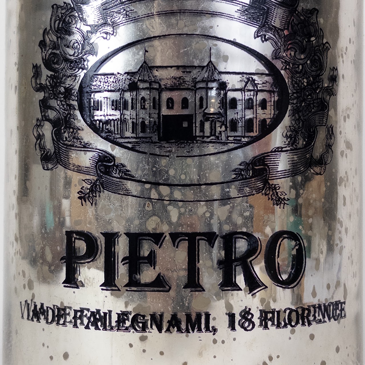 Trattoria Da Pietro Large Mercury Glass Bottle