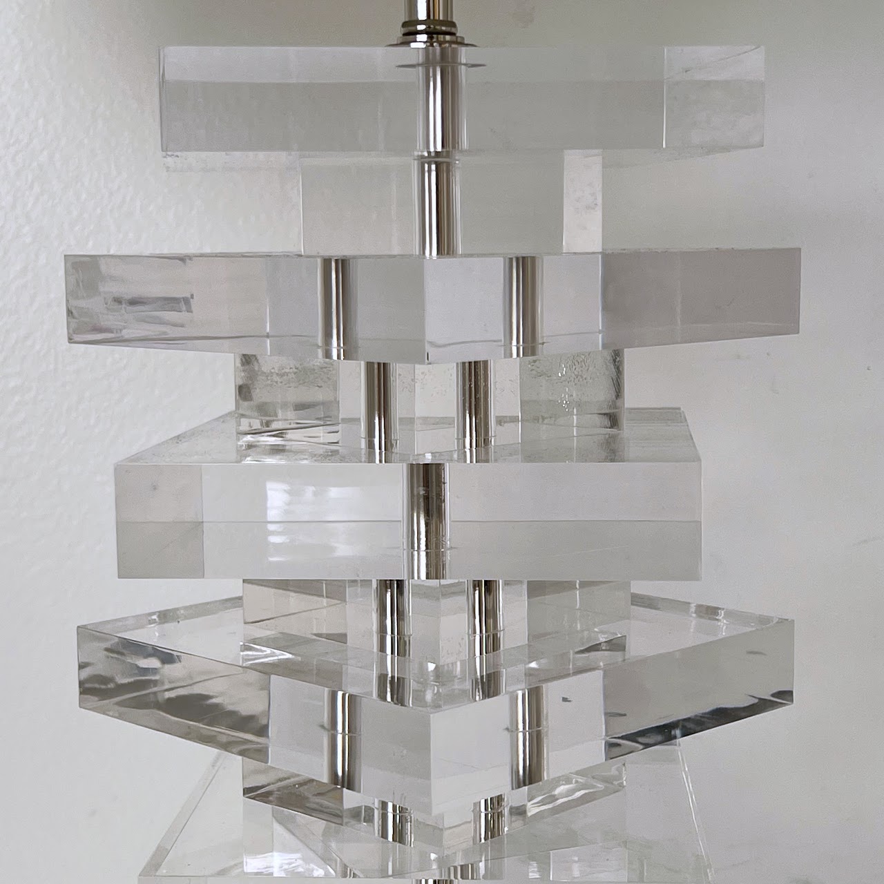 Stacked Acrylic Table Lamp Pair