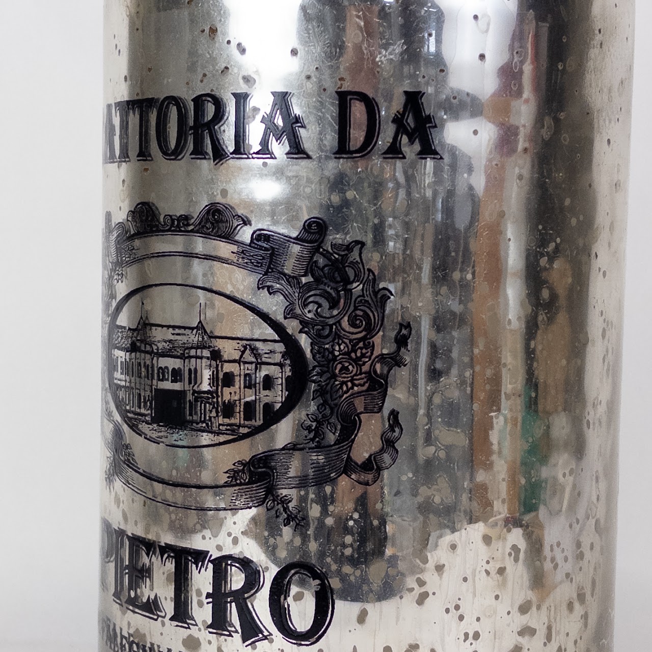 Trattoria Da Pietro Large Mercury Glass Bottle