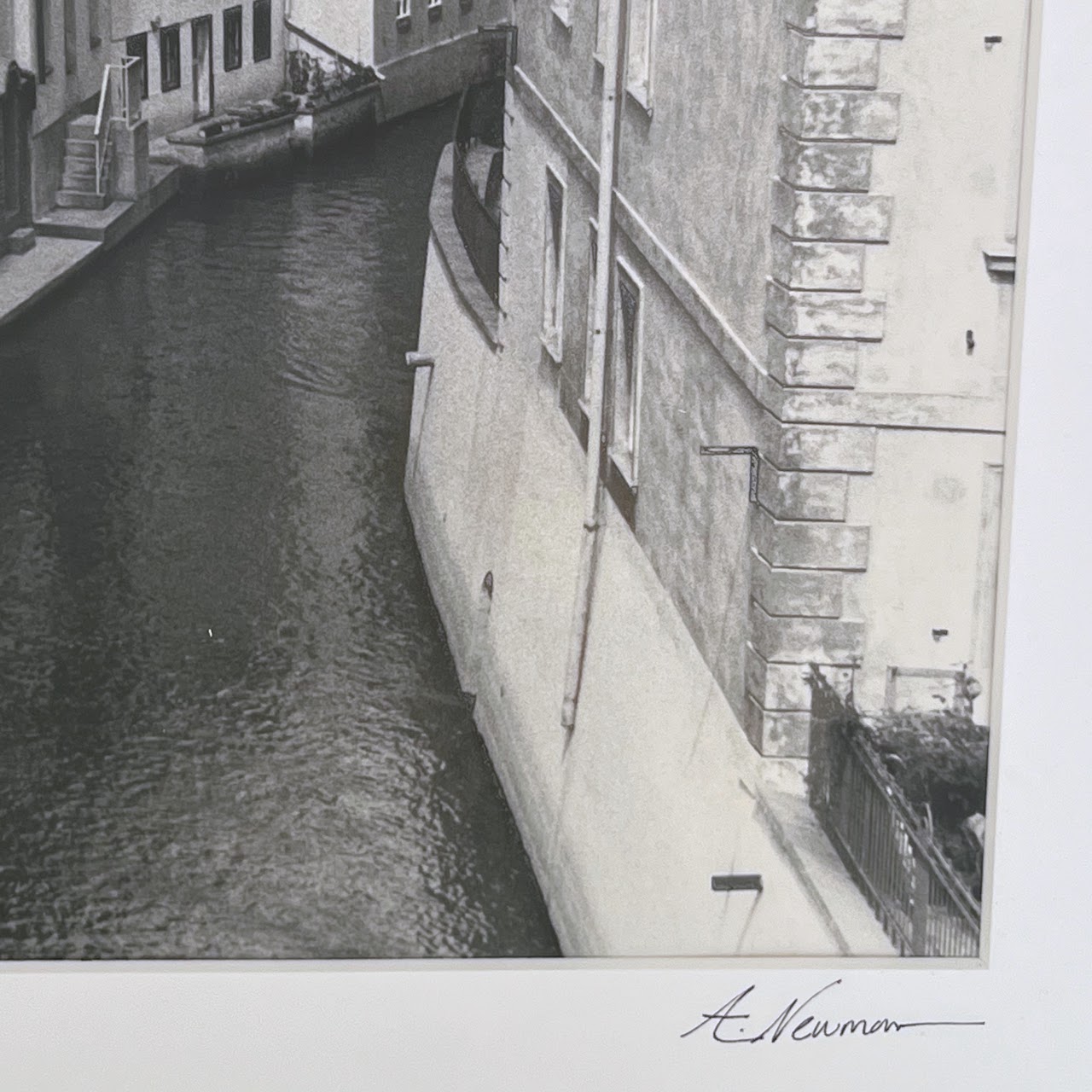 A. Newman Signed Ostrov Kampa Canal, Prague Vintage Photograph