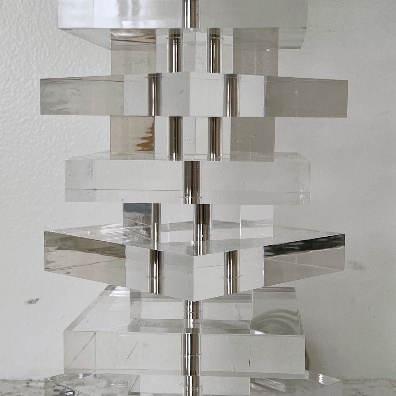 Stacked Acrylic Table Lamp Pair