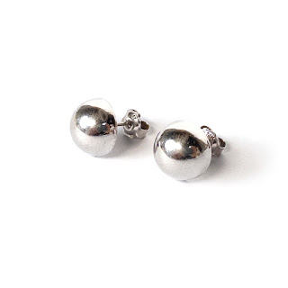 14K White Gold Dome Earrings