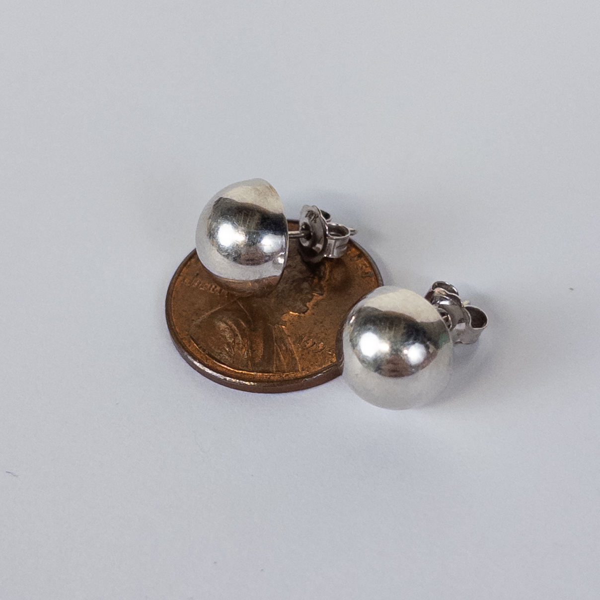 14K White Gold Dome Earrings