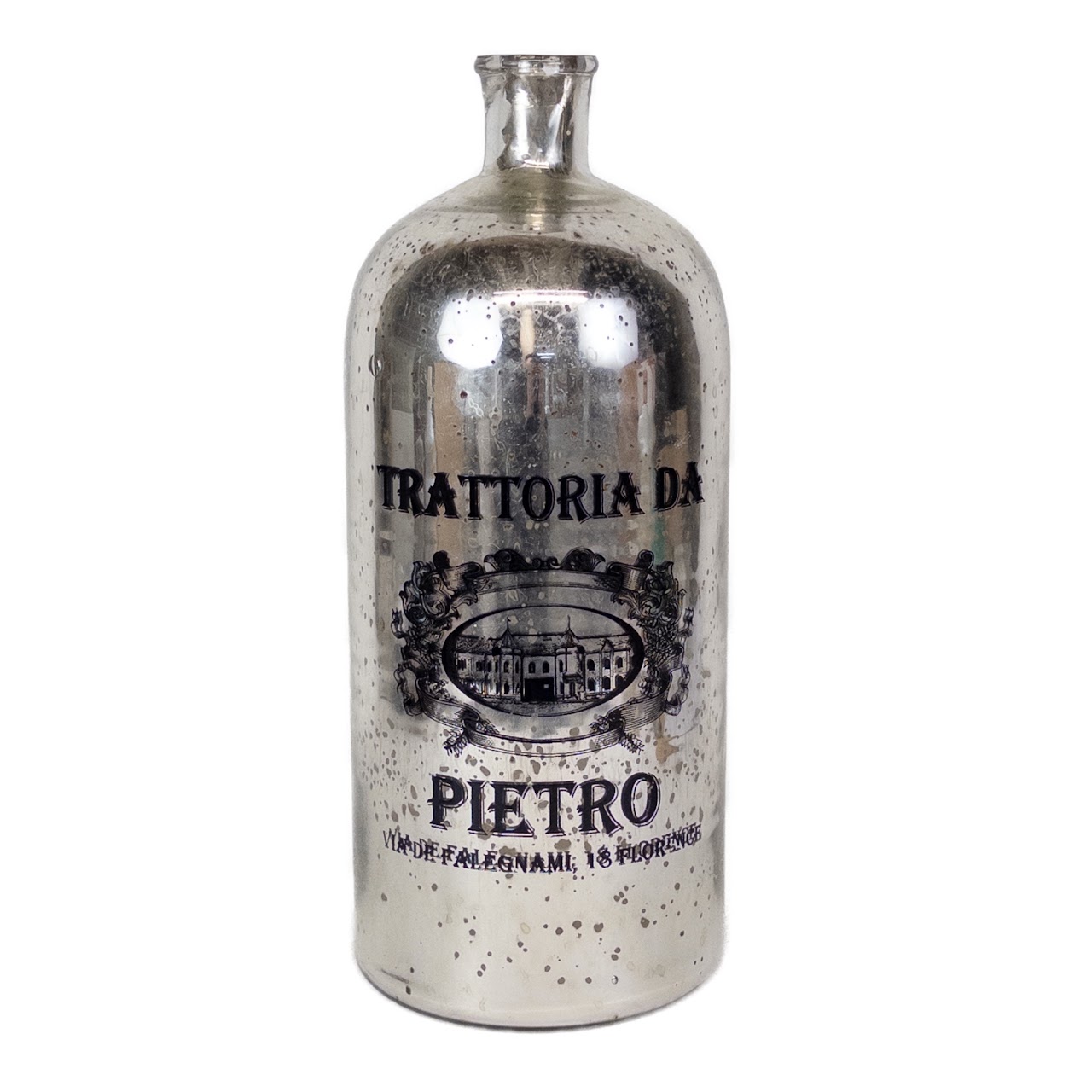 Trattoria Da Pietro Large Mercury Glass Bottle