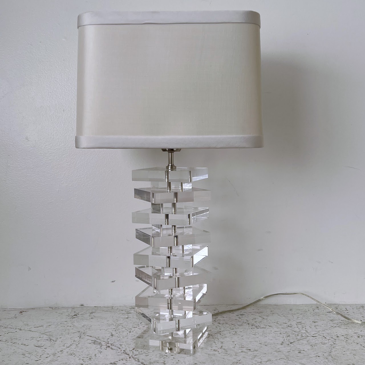 Stacked Acrylic Table Lamp Pair