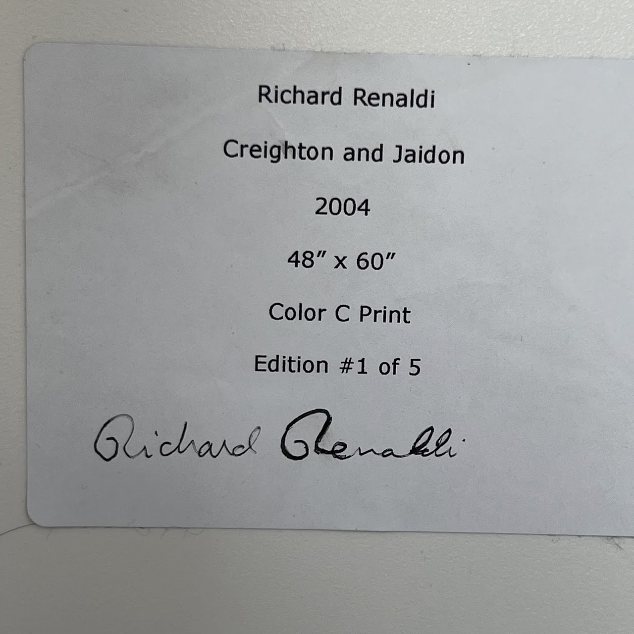 Richard Renaldi 'Creighton and Jaidon' Signed Large Scale C-Print Photograph