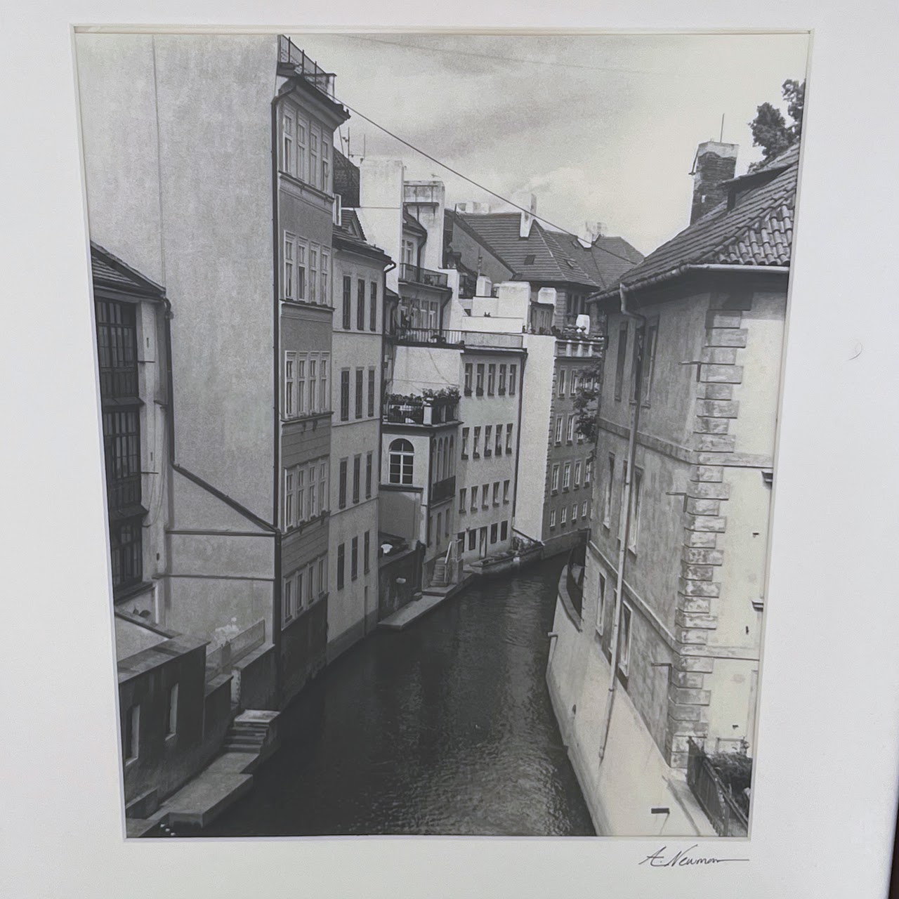 A. Newman Signed Ostrov Kampa Canal, Prague Vintage Photograph