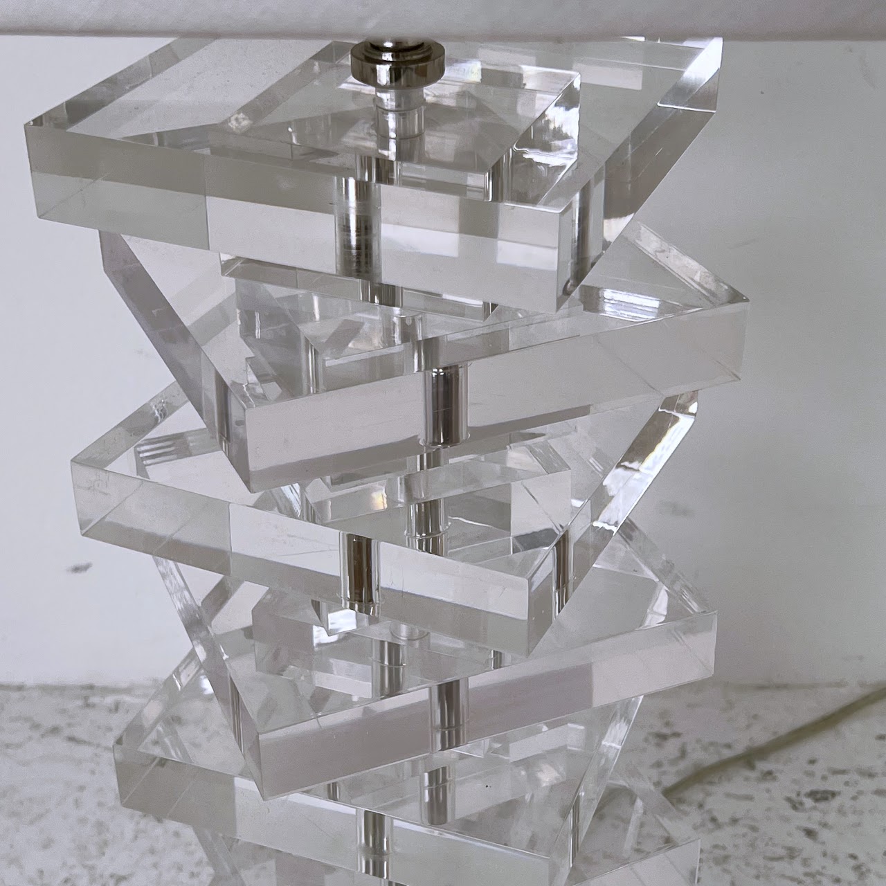 Stacked Acrylic Table Lamp Pair