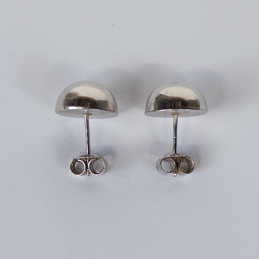 14K White Gold Dome Earrings