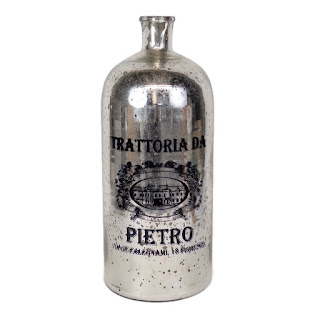 Trattoria Da Pietro Large Mercury Glass Bottle