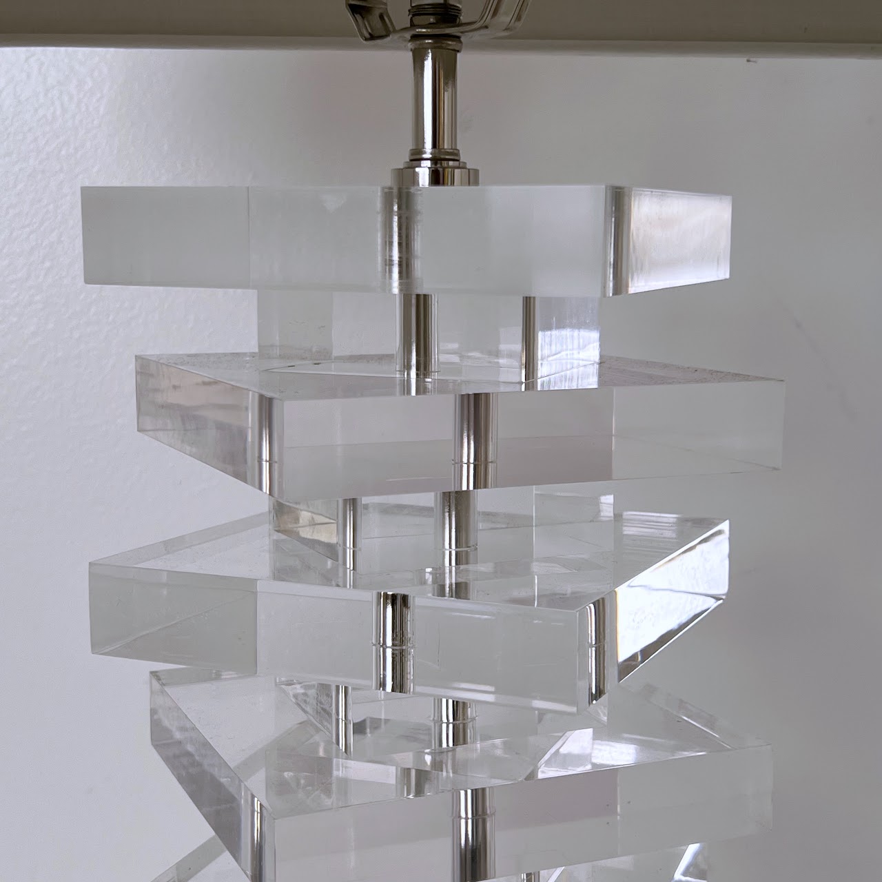 Stacked Acrylic Table Lamp Pair