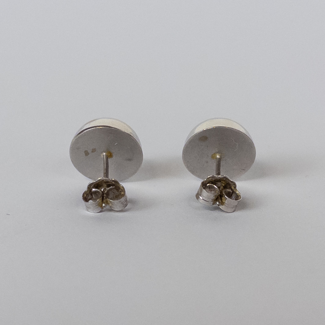 14K White Gold Dome Earrings