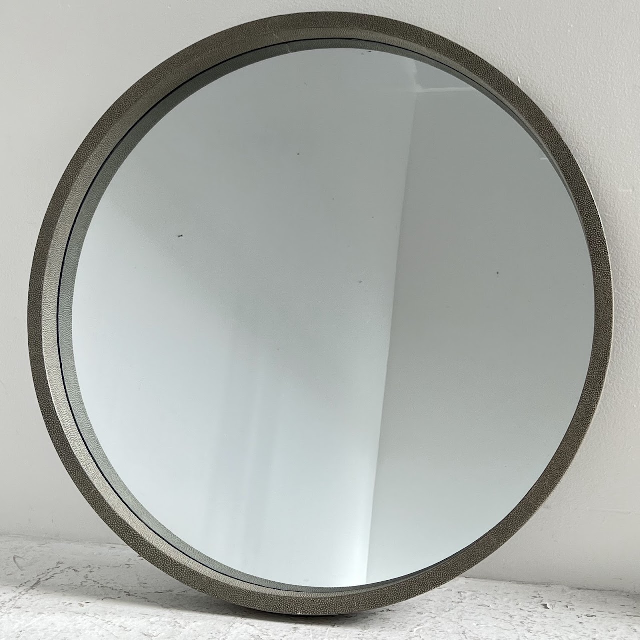 Interlude Home Faux Shagreen Round Wall Mirror