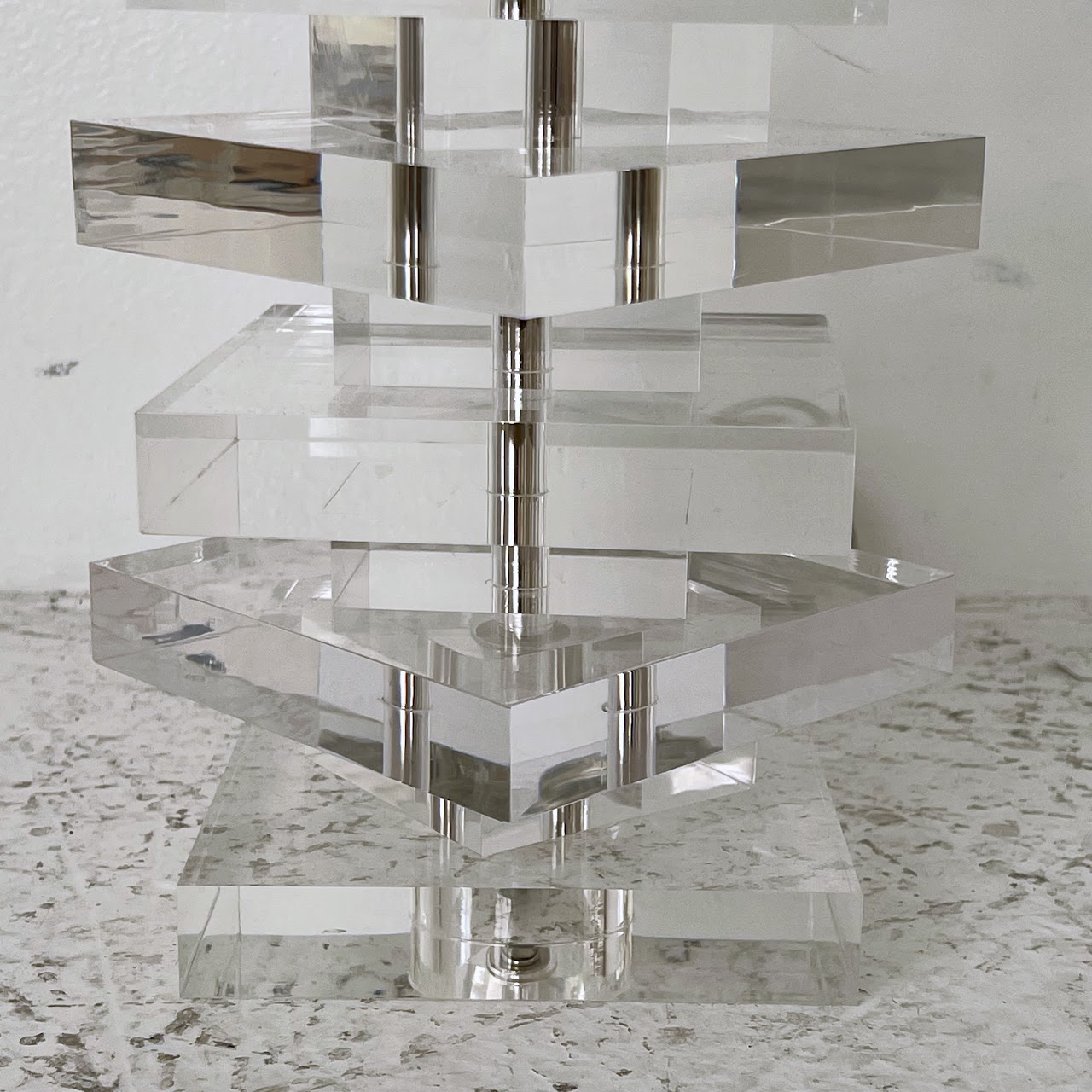 Stacked Acrylic Table Lamp Pair