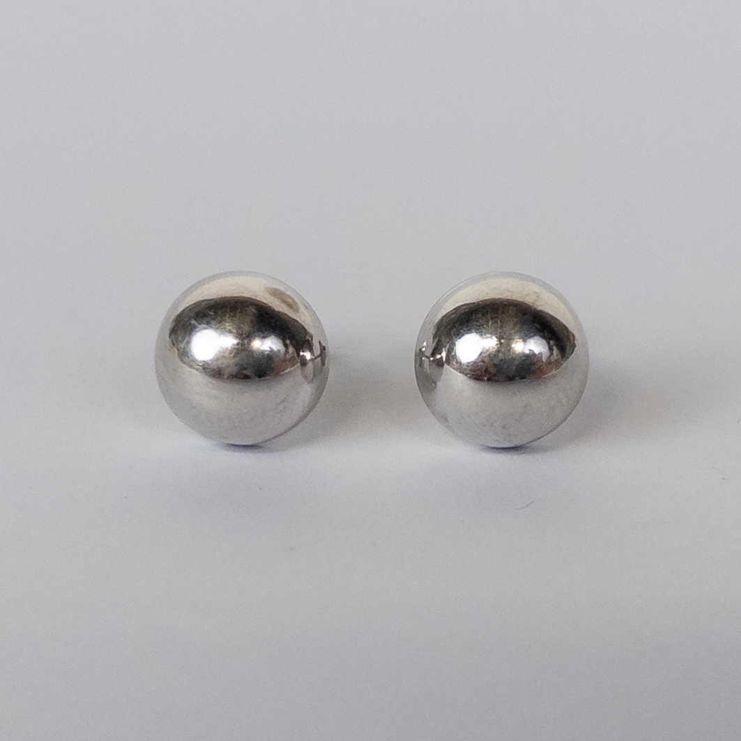 14K White Gold Dome Earrings