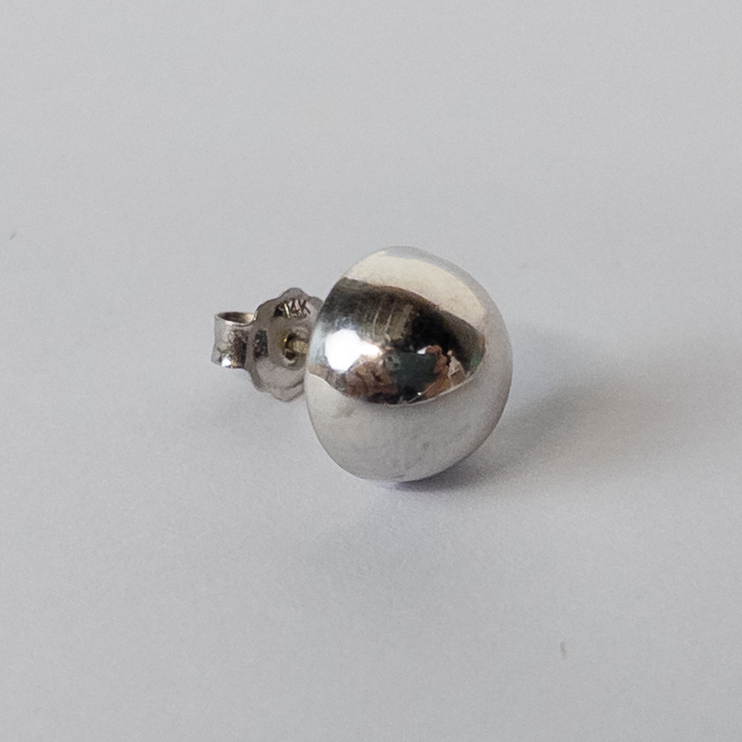 14K White Gold Dome Earrings