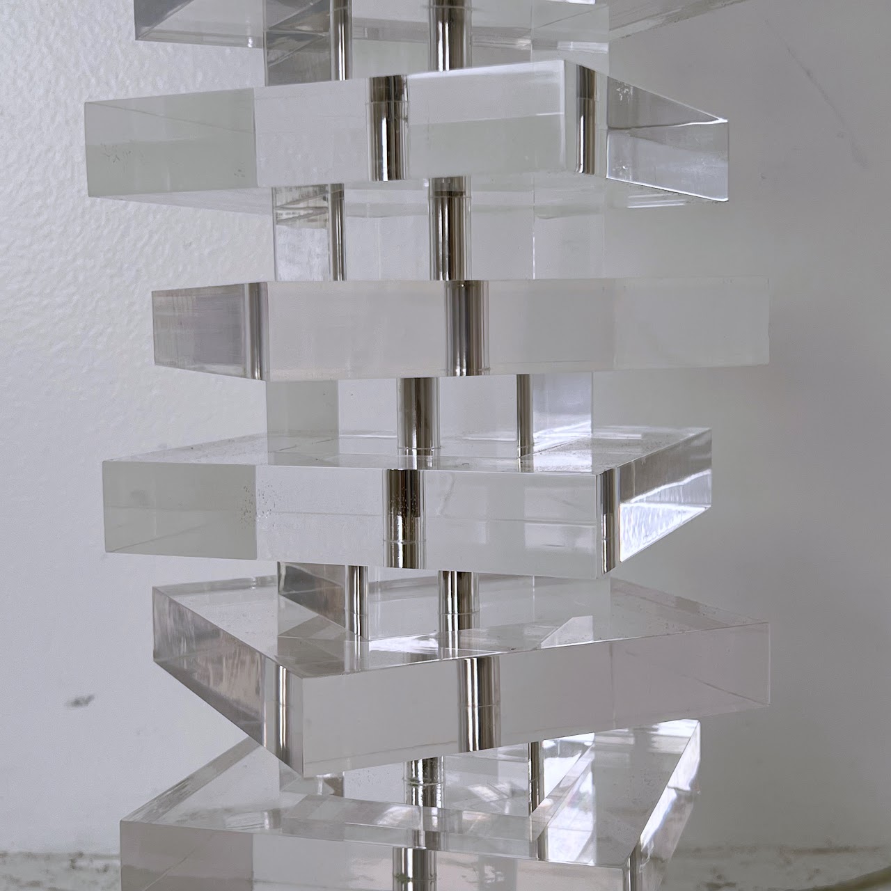 Stacked Acrylic Table Lamp Pair