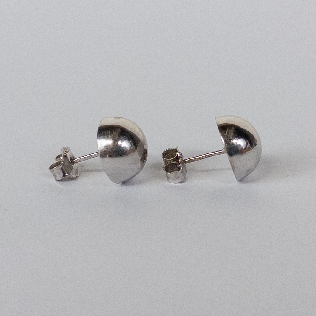 14K White Gold Dome Earrings