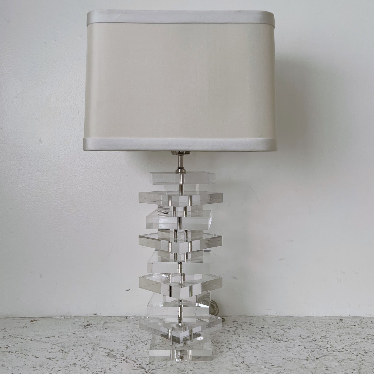 Stacked Acrylic Table Lamp Pair