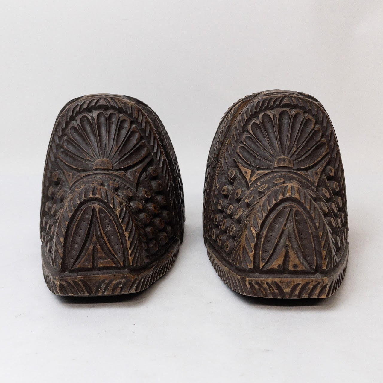 South American Carved Wood Stirrups