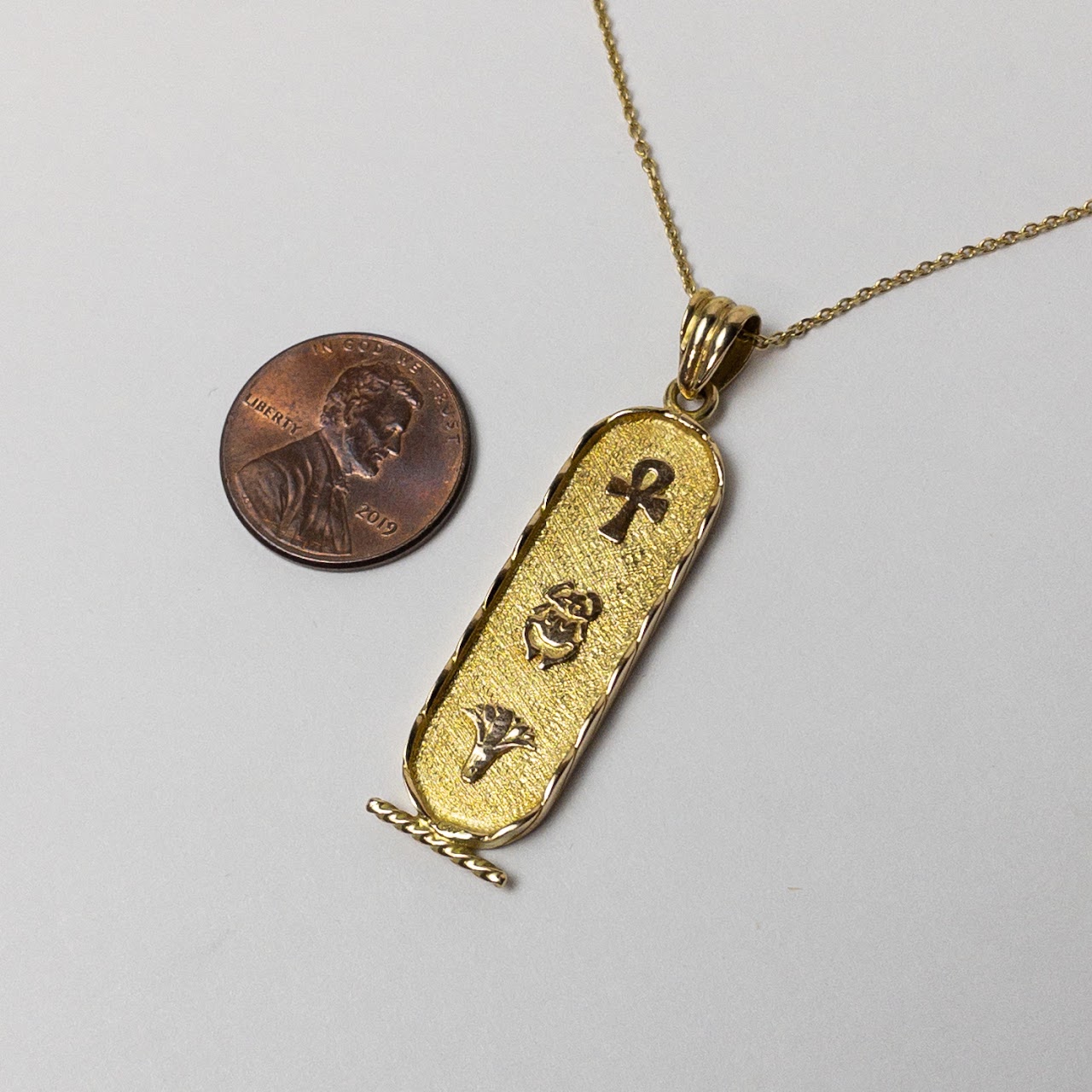 14K & 18K Gold Hieroglyphics Pendant